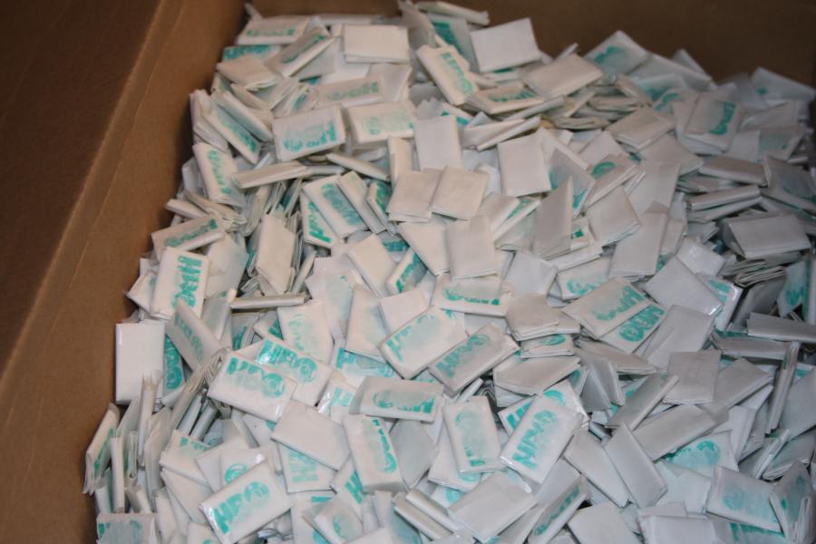 Seized heroin filled glassines 