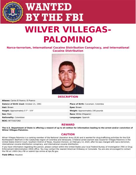 Wanted by the FBI WILVER VILLEGASPALOMINO