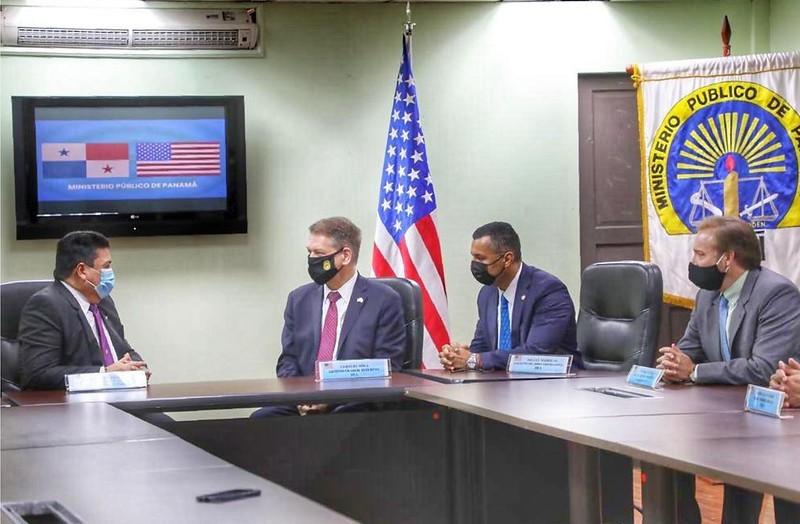 Acting DEA Administrator Timothy Shea (right) with Minister of Panama, Juan Pino