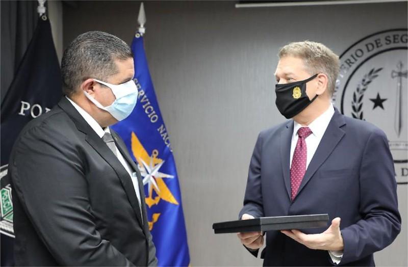 Acting DEA Administrator Timothy Shea (right) with the Minister of Panama, Juan Pino