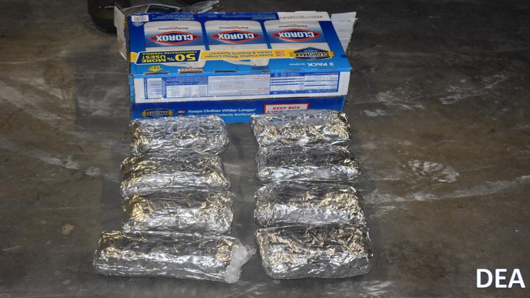 Methamphetamine seized that was concealed in Clorox box