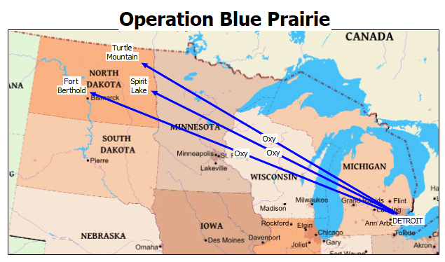 Tens of thousands of Oxycodone pills have been moved from Detroit, Michigan to North Dakota.