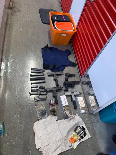 Guns, Ammunition, Vest seized from Storage Unit