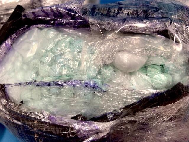 Close up of the deadly fake M-30 pills containing fentanyl