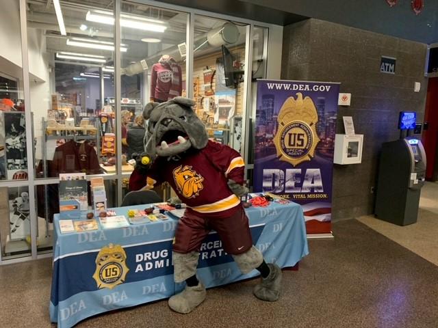 DEA promoted Red Ribbon Week at the University of Minnesota-Duluth hockey game.