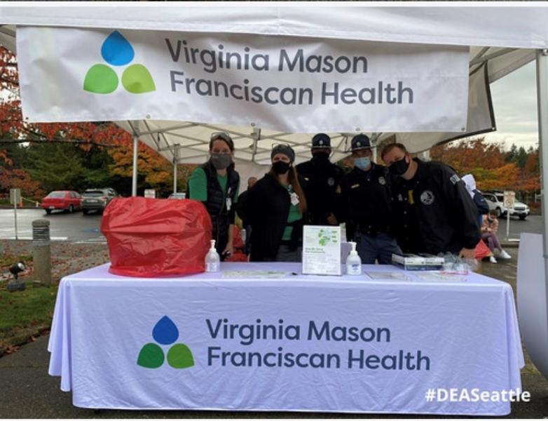 Virginia Mason staff and WSP troopers collecting prescription drugs
