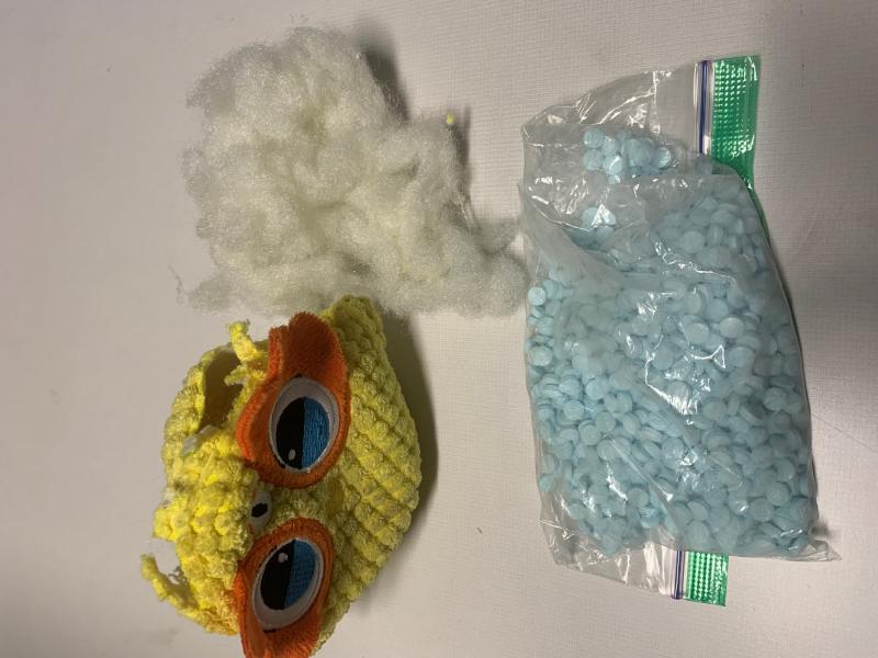1,000 counterfeit oxycodone pills (fentanyl pills) concealed in a dog chew toy
