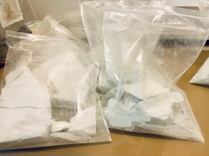 Fentanyl powder in large plastic zip lock baggies