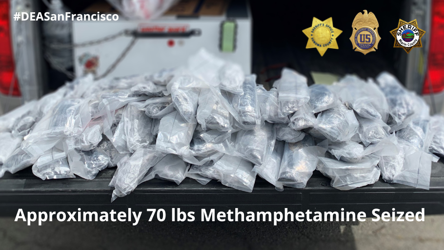 Approximately 70 lbs. methamphetamine wrapped in plastic 