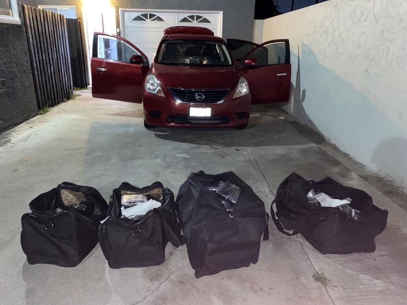 Photo of duffel bags containing fentanyl