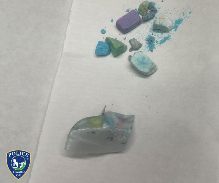 Pieces of multi-colored fentanyl (Tigard Police Department)
