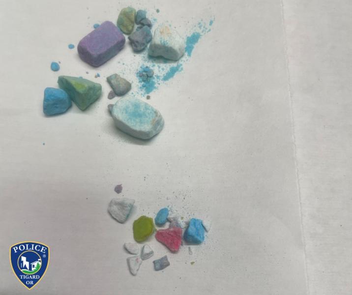 Multi-colored pieces of fentanyl (Tigard Police Department)