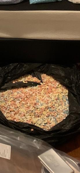 Close up of trash bag found in apartment