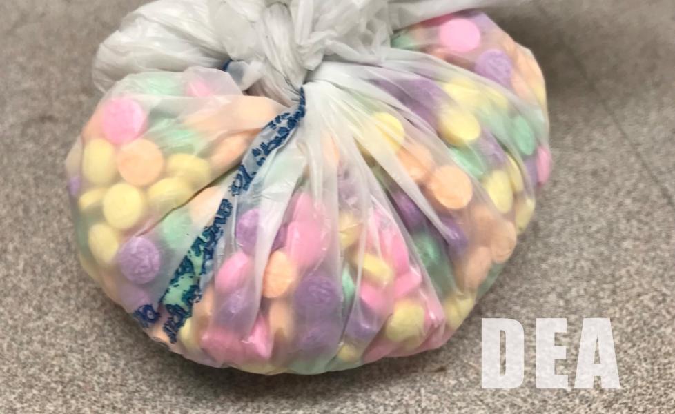 Photo of colored fentanyl pills