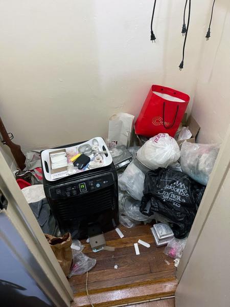 Closet containing fentanyl, heroin, and drug paraphernalia