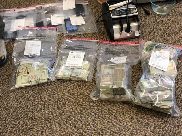 Seized cash in baggies