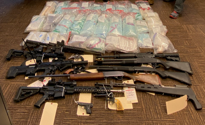 Seized firearms and fentanyl