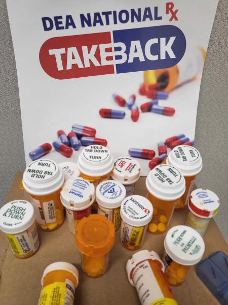 collection of pills from takeback day event