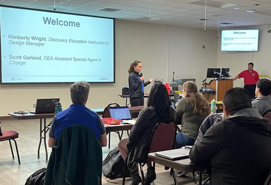 Kimberly Wright, Instructional Design Manager at Discovery Education, goes over the day’s agenda.
