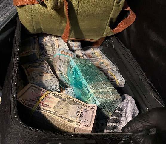 Seized cash, more than $1 million