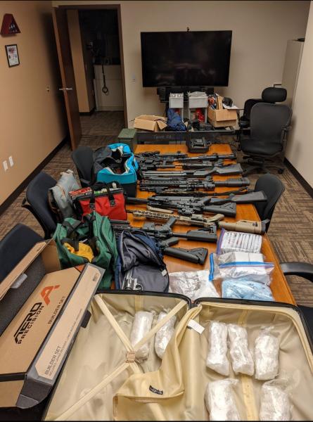 Seized firearms and drugs