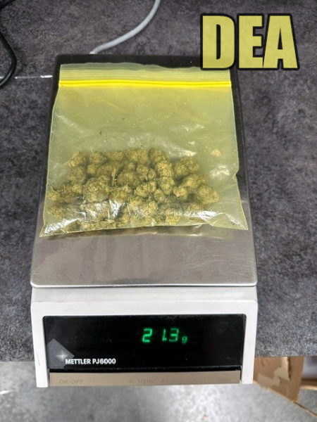 Marijuana seized by law enforcement during Operation Knoxville Thunder is shown on a digital scale.