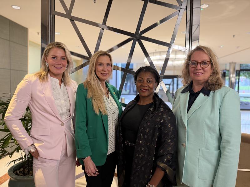 From left to right: Chief of Operations, Serious Organized and Financial Crime, Jonne Janssen, DEA Assistant Administrator, Cheri Oz, DEA Special Agent in Charge, DEA Europe Division, Marissa Lee, and Deputy Manager, National Narcotics Program, Margot Coenraads.