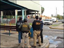 DEA, ATF, PRPD agents providing security at the Manuel A. Perez Public Housing Project in San Juan, P.R. during the arrest operation. 