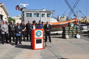 US Attorney Rosa E. Rodriguez, District of Puerto Rico, accompanied by federal and commonwealth law enforcement officials announce the results of the operation.