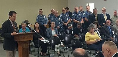 DEA Resident Agent in Charge Carl Stewart presenting letters of appreciation to staff at Oklahoma State Penitentiary in McAlester for their work to dismantle the McClendon drug trafficking organization.