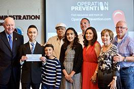 Operation Prevention Video Challenge 3rd place winner, Nate Trillo, with his family and DEA Education Foundation Board Member, Charlie Blau.