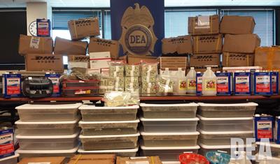 Large amounts of money and designer synthetic drugs seized in Gulfport, Mississippi.