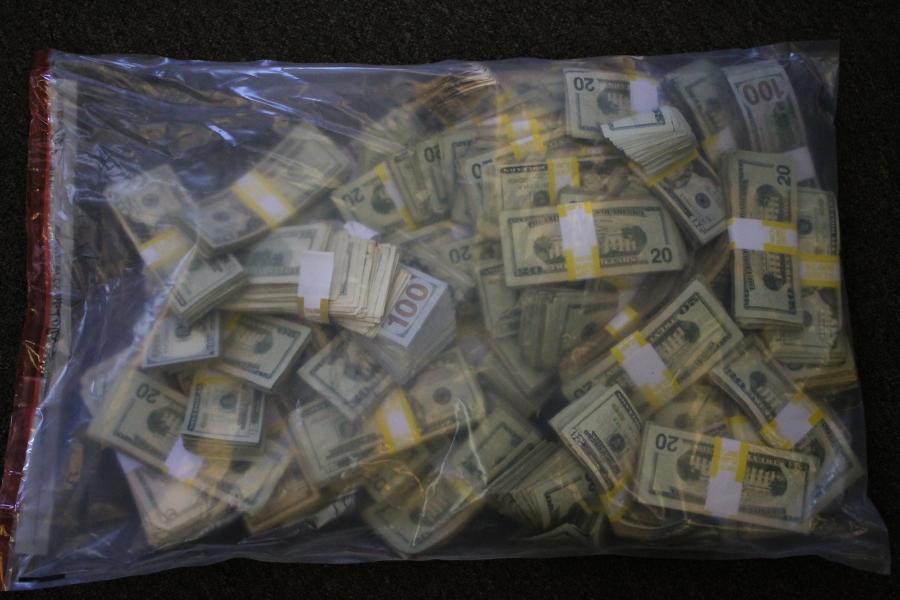 U.S. currency seized by DEA Shreveport Resident Office during Operation Pit Stop investigation.