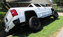 The truck driven into a ditch by Miguel Carbajal while he tried to evade arrest by law enforcement.