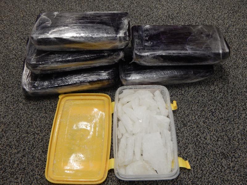 An open package of methamphetamine from the six pounds seized in September 2015.