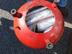 Seized methamphetamine hidden in an air compressor.