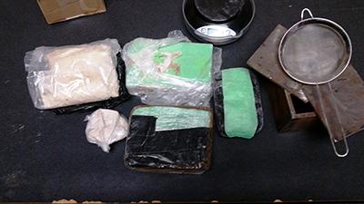 Heroin seized from a public storage unit during a Task Force search.