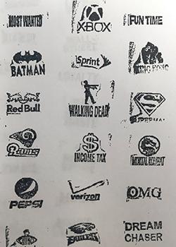 Examples of stamps used by the Organization to brand glassines.