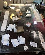 Tabletop of active heroin packaging operation