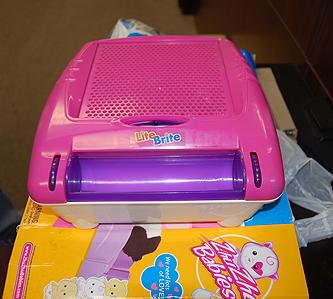 Close-up of “Lite Brite” toy containing 1 kilogram of cocaine. 