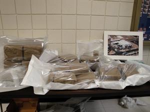 Bundles of seized marijuana.