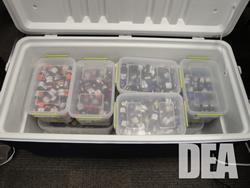 Vials of anabolic steroids found in a storage facility.