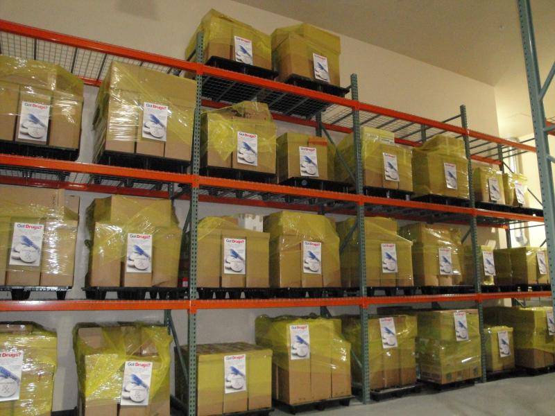 Pallets of containers containing prescription drugs collected, and subsequently destroyed, after a
previous DEA Phoenix National Take-Back event.
