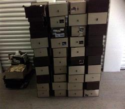 Among the items seized from an Atlanta storage unit: shoes, pants, glasses, belts, hats and bags with a retail value of $258,200.