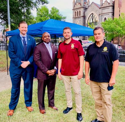 ATF Assistant SAC Christopher Amon, ATF SAC Charlie Patterson, DEA Washington Division SAC Jarod Forget and Assistant SAC Rothermund pose for image