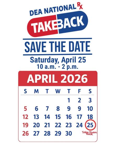 DEA Take Back Day Save the Date Graphic