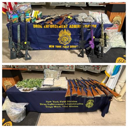 Seized Firearms, Marijuana, Money, and Suspected Meth