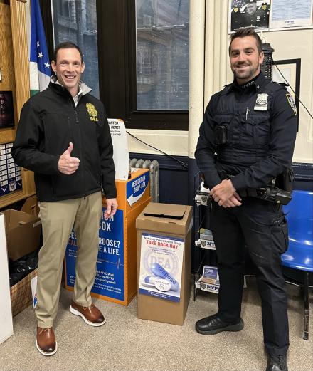 DEA Northeast Associate Chief of Operations Frank Tarentino visits NYPD’s 10 Pct.