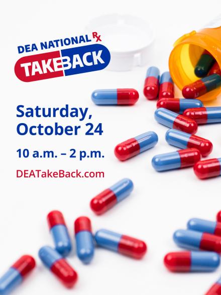 DEA Take Back Day Graphic, October 24, 2026 10AM-2PM
